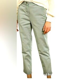 Boden Trousers Pale Green Straight Leg Chino Stretch Cotton Women’s 2P Cropped